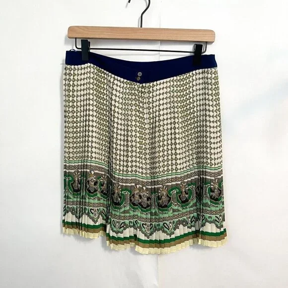 Zara Basic Women's Skirt Pleated Size M Mini Retro Mixed Print - Picture 1 of 7